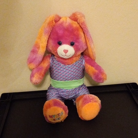 Retired Build A Bear Sunset Tie Dye Myrtle Beach Bunny with Workout Outfit - Picture 1 of 5